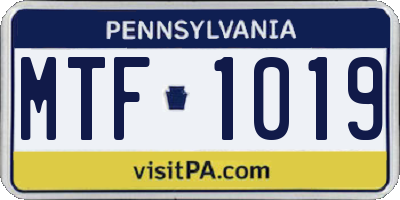 PA license plate MTF1019