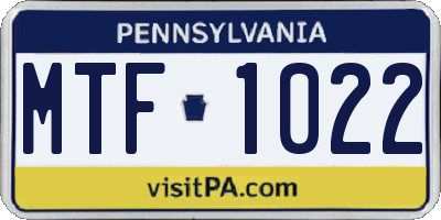 PA license plate MTF1022