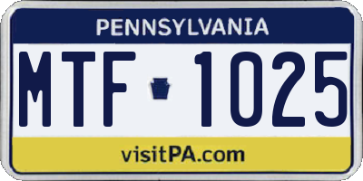PA license plate MTF1025