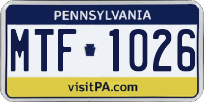 PA license plate MTF1026