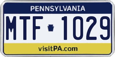 PA license plate MTF1029
