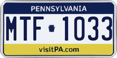 PA license plate MTF1033