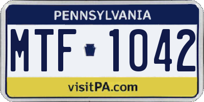 PA license plate MTF1042