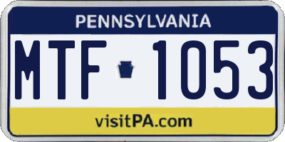PA license plate MTF1053