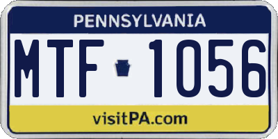 PA license plate MTF1056