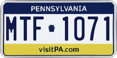 PA license plate MTF1071