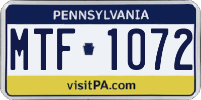 PA license plate MTF1072