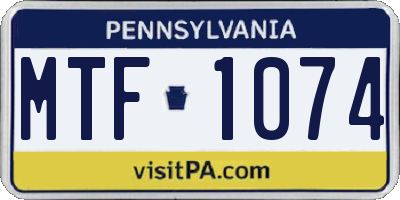 PA license plate MTF1074