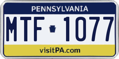 PA license plate MTF1077