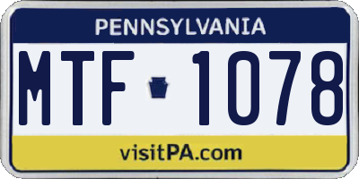 PA license plate MTF1078