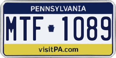 PA license plate MTF1089