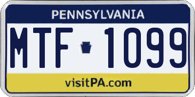 PA license plate MTF1099