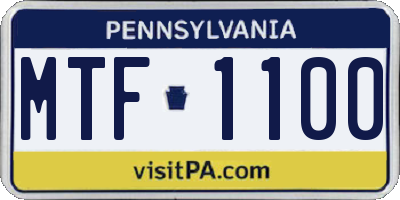 PA license plate MTF1100