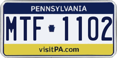 PA license plate MTF1102