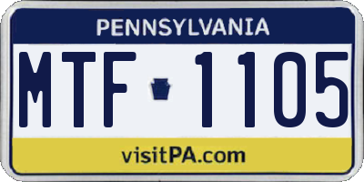 PA license plate MTF1105