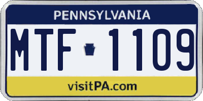 PA license plate MTF1109