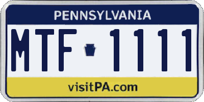 PA license plate MTF1111