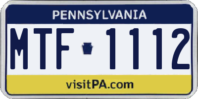PA license plate MTF1112