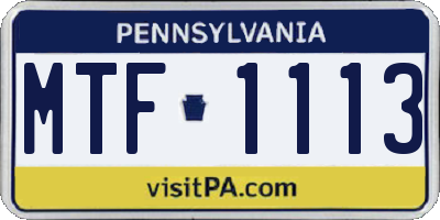 PA license plate MTF1113
