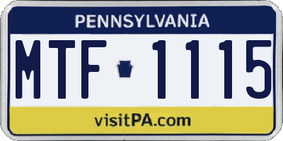 PA license plate MTF1115