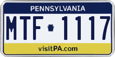 PA license plate MTF1117
