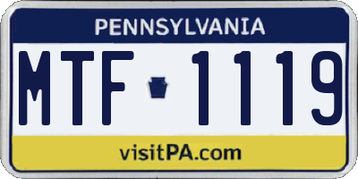 PA license plate MTF1119