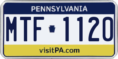 PA license plate MTF1120