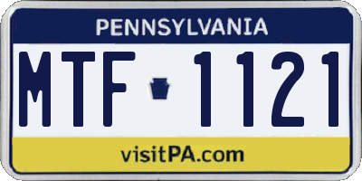 PA license plate MTF1121
