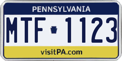 PA license plate MTF1123