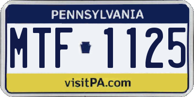 PA license plate MTF1125
