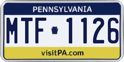 PA license plate MTF1126
