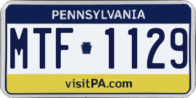 PA license plate MTF1129