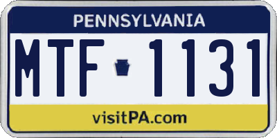 PA license plate MTF1131