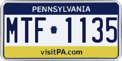 PA license plate MTF1135