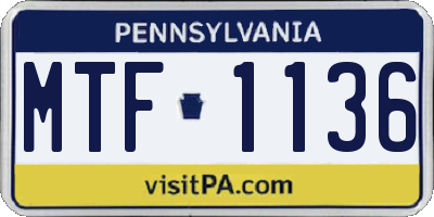 PA license plate MTF1136