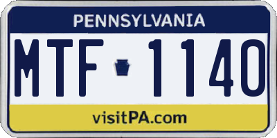 PA license plate MTF1140