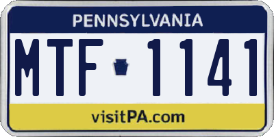 PA license plate MTF1141