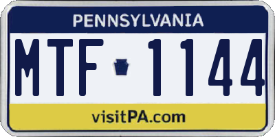 PA license plate MTF1144