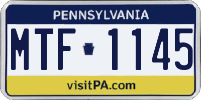 PA license plate MTF1145