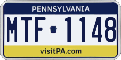 PA license plate MTF1148
