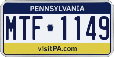 PA license plate MTF1149