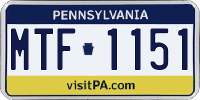 PA license plate MTF1151