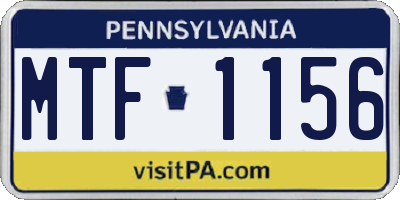 PA license plate MTF1156