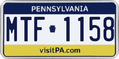 PA license plate MTF1158