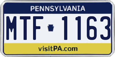 PA license plate MTF1163