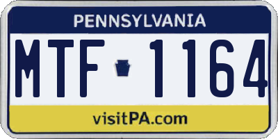 PA license plate MTF1164