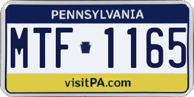 PA license plate MTF1165