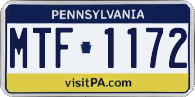 PA license plate MTF1172