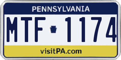 PA license plate MTF1174