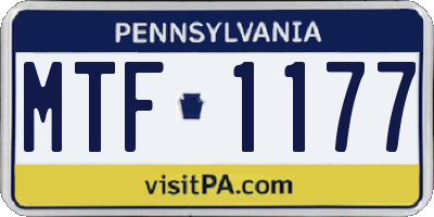PA license plate MTF1177